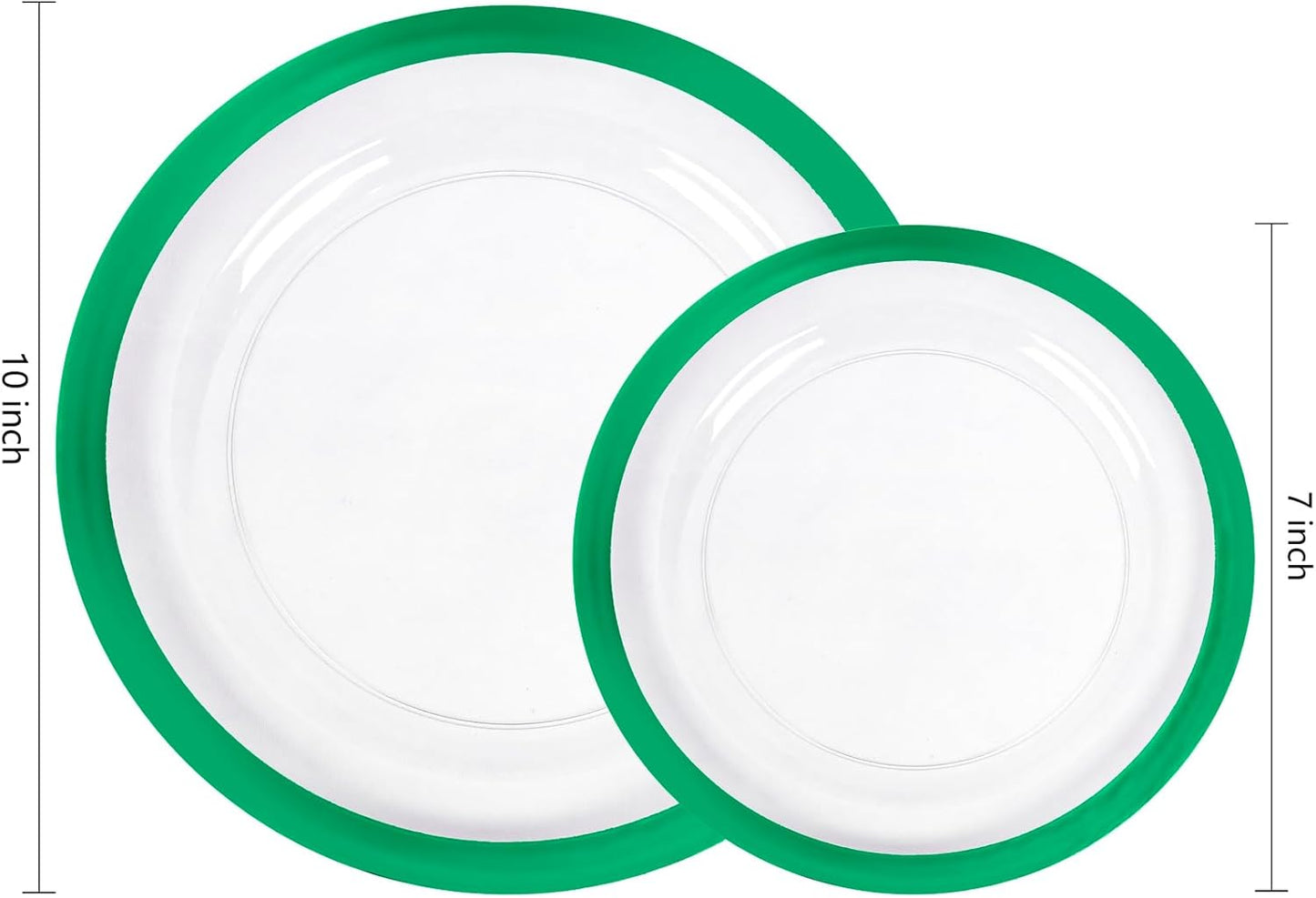 U-QE 200PCS Christmas Plates Disposable - Green Plastic Plates Disposable Heavy Duty- Holiday Plate Include 100 10" Dinner and 100 7" Dessert Platos, Perfect for Christmas Party