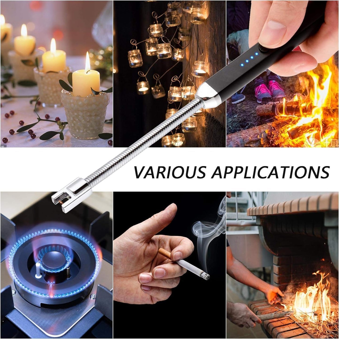 2 Pack Electric Candle Lighter, Birthday Christmas Stocking Stuffers Gifts for Women Mom Men Wife Sister, USB Arc Rechargeable Windproof Long Lighter for Candle BBQ Housewarming Gift Idals