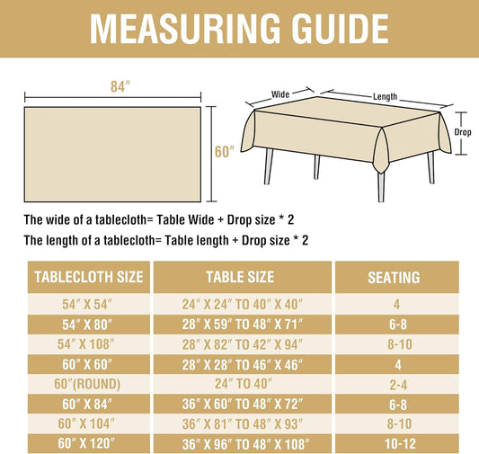 H.VERSAILTEX Linen Table Cloths Rectangle 60 x 84 Inch Premium Tablecloth Spill-Proof Waterproof Table Cover for Dining Buffet Feature Extra Soft and Thick Fabric Wrinkle Free, White