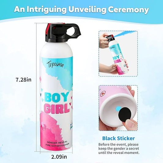 Gender Reveal Fire Extinguisher Set for Newborn Baby, 4Pcs Blue Gender Reveal Smoke Bombs, 100% Biodegradable Color Blaster for Cool Gender Reveal Ideas, Confetti Power Cannon Shooter Party Supplies