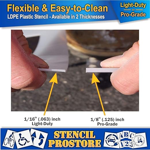 Pavement, Curb, and WheelStop Stencils - 6 inch Double Number Stencil Set - (00-99) - (102 Piece) - 6" x 9" x 1/16" (63 mil) - Light-Duty