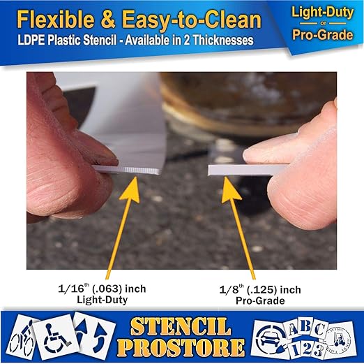 Pavement Stencils - 72 inch Number Stencil Set (10 Pieces) - 0-9 - 72" x 16" x 1/16" (63 mil) - Light-Duty