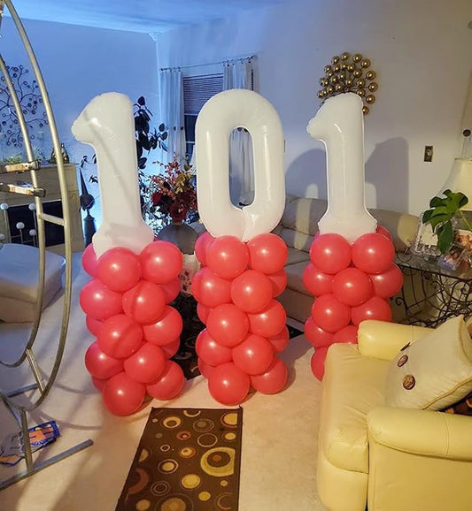 Number 0 Balloons 40 Inch White Number Balloons for 10 20 30 40 50 60 70 80 90 100 Numbers Balloon Birthday Decorations Wedding Event Baby Shower
