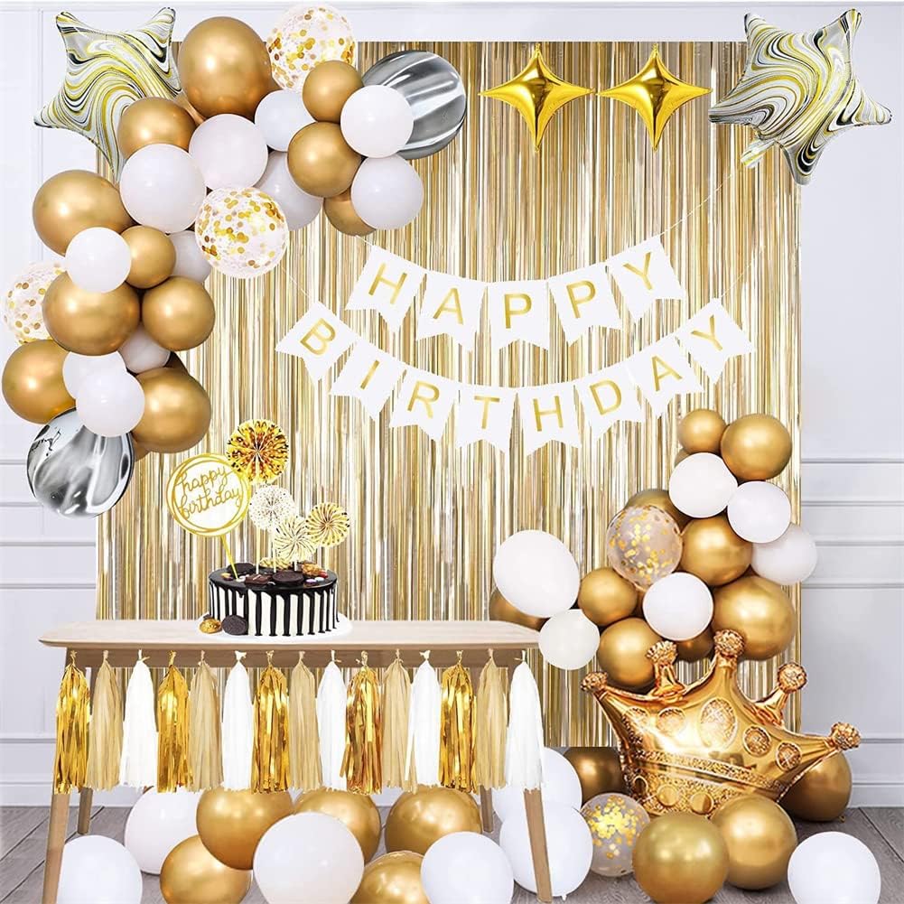 Tinsel Fringe Backdrop Party Decor Foil Curtain Party Decorations for Birthday Holiday Celebration Graduation Baby Shower Engagement Bachelorette Wedding Photo Booth Props(Gold)