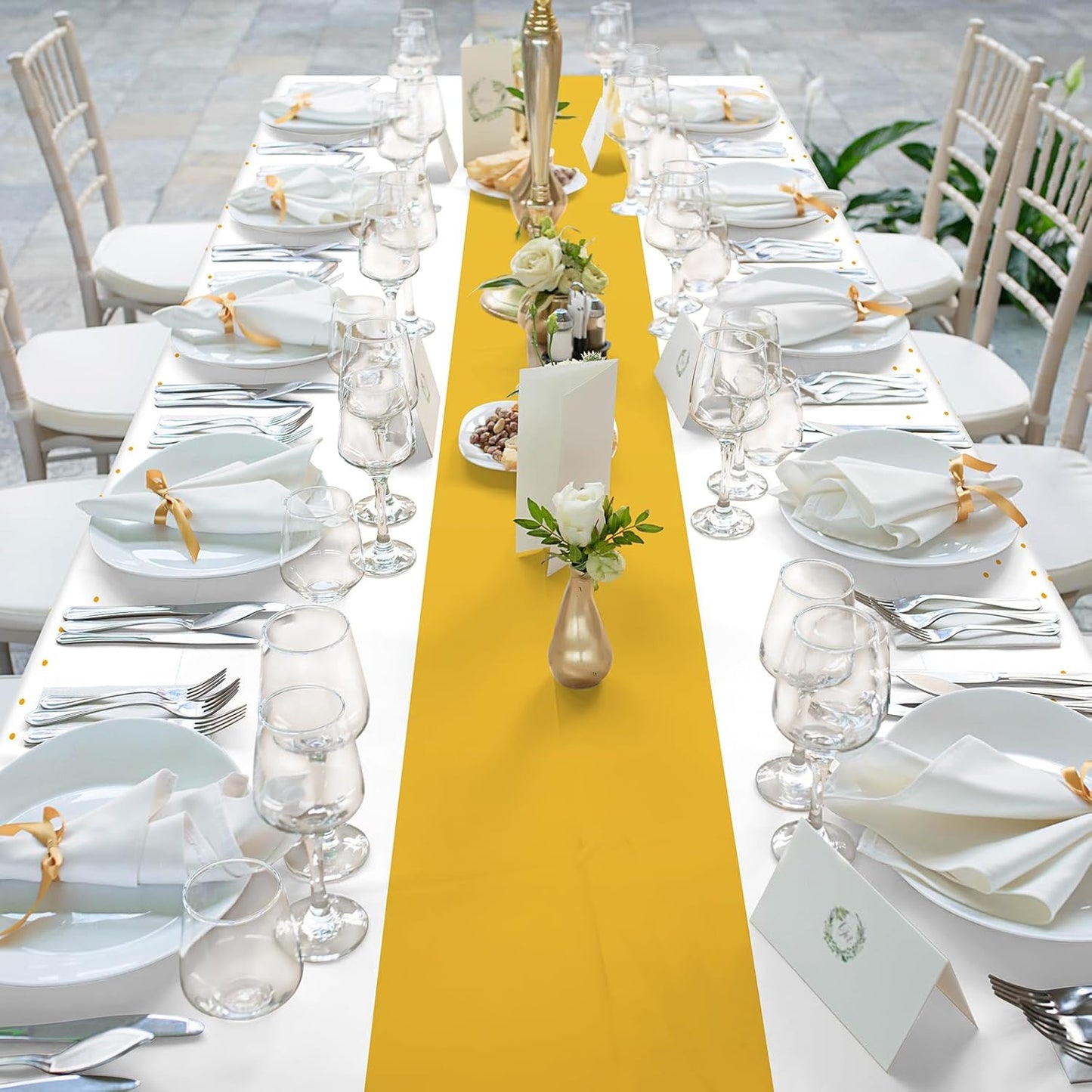 6Pcs White and Gold Tablecloth Party Decorations,Plastic White Table Cloth Printed Gold Table Runner Disposable Rectangle Table Cover for Birthday Wedding Anniversary Graduation Party,54 x108 Inch
