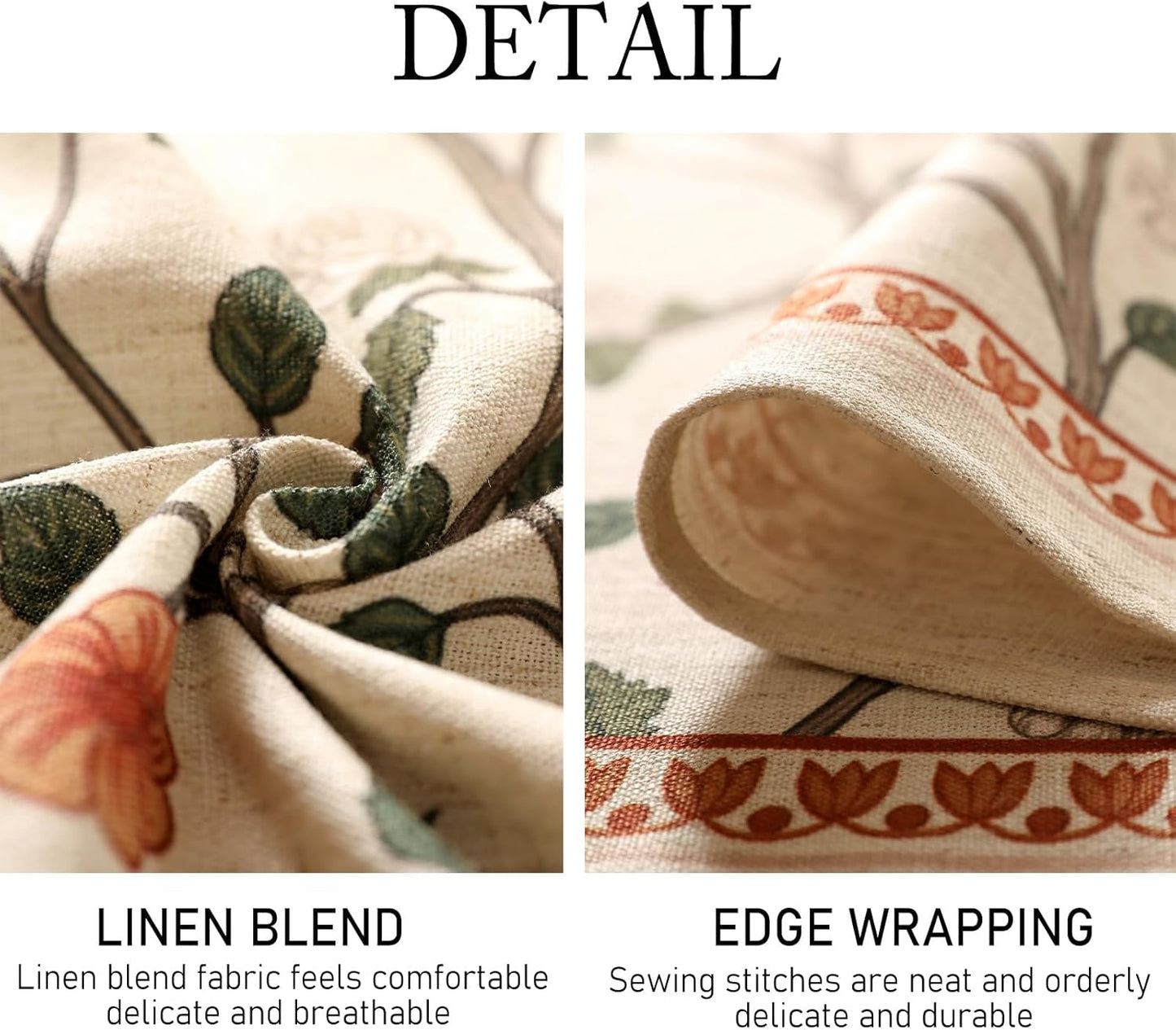 ISAENNE Designer Floral Long Rectangular Tablecloth,French Linen Light Beige Indoor Table Cloth,Fall Wrinkle Resistant Decor Tablecloths for Dining Thanksgiving Kitchen Party,63"*94"-Flora A