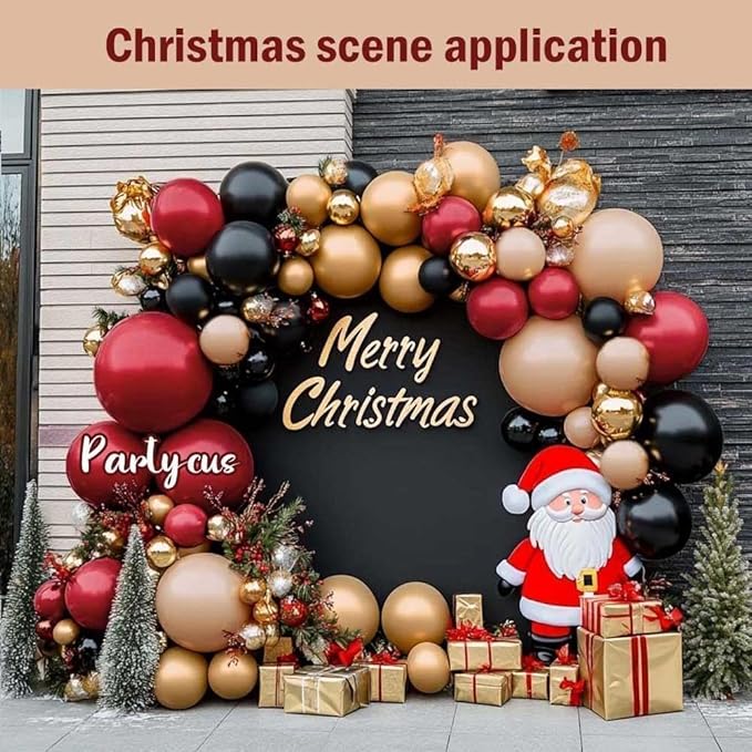 Burgundy Black Balloon Arch Kit Double Stuffed Nude Maroon Metallic Wine Red Apricot Balloon Garland with Gold Latex for Birthday Anniversary Wedding Bridal Graduation Mother's Day Party Decoration