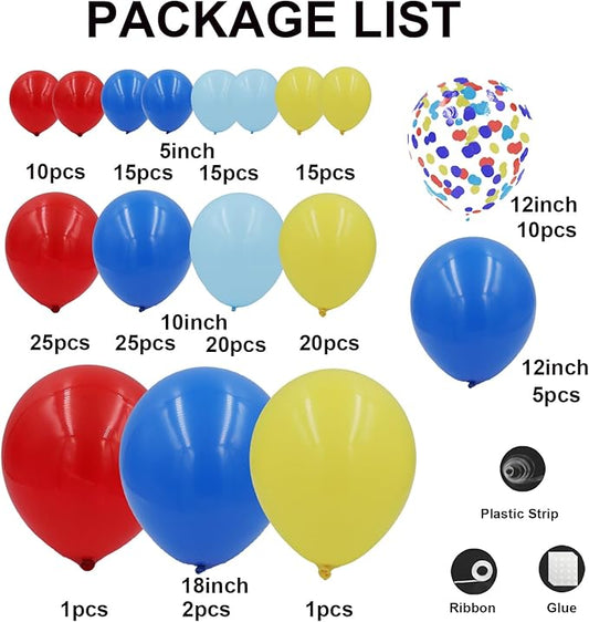 Carnival Circus Balloons Garland Arch Kit for 164pcs Red Blue Yellow Rainbow Multicolor with Confetti Balloons for Carnival Theme Birthday Party Decorations