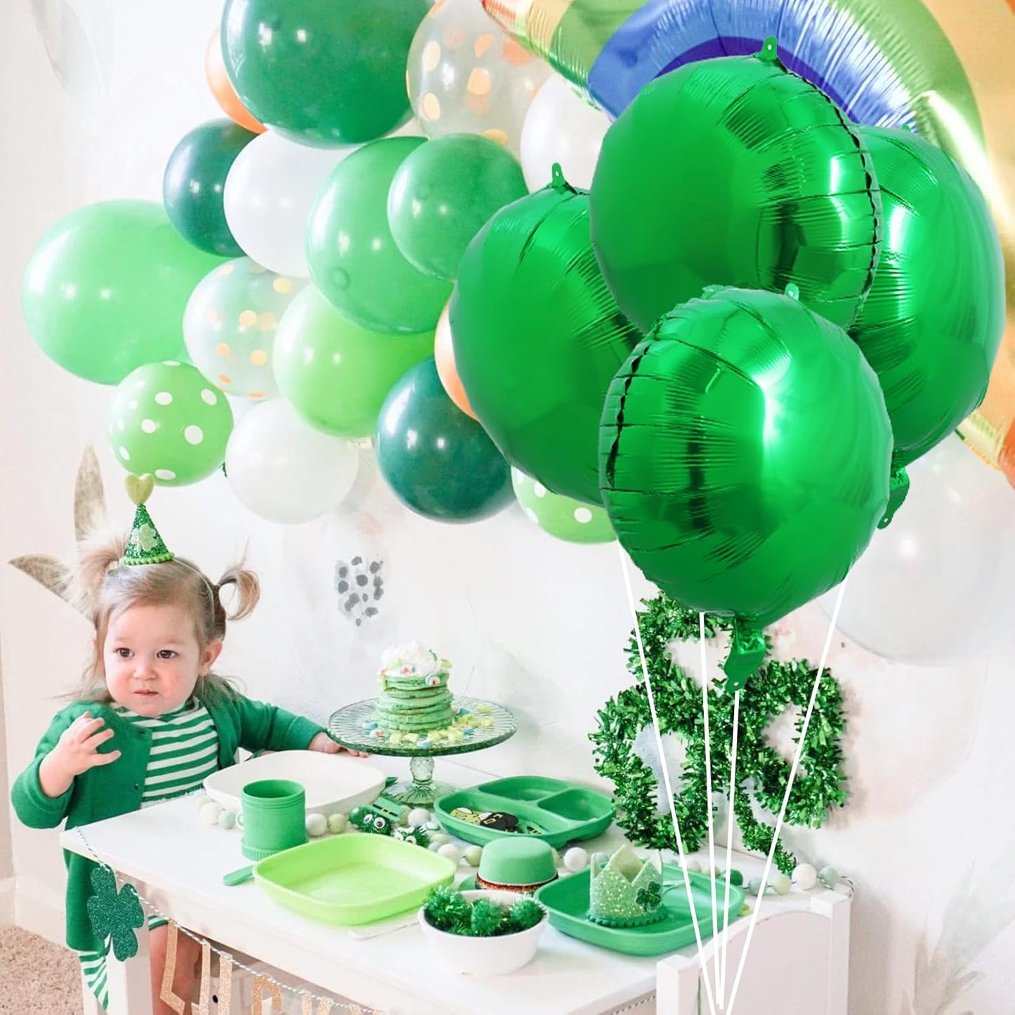 TONIFUL 30Pcs 18 Inch Round Balloons Large Green Round Shape Foil Balloons Big Green Round Helium Mylar Decorations for Birthday Wedding Baby Shower Anniversary Engagement Party Supplies