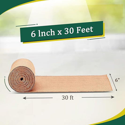 Burlap Table Runners 6 Inches x 30 FT - No-Fray Finished Edge Premium Natural Table Runner Burlap Roll – No Odor, Eco-Friendly Tablecloth Roll for Rustic Table Decor and Other DIY Crafts