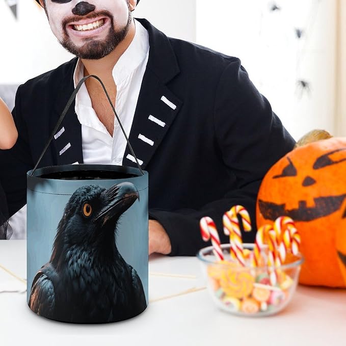 Halloween Candy Bucket - Frightening Halloween Crow Trick Or Treat Candy Bag, Gift Bag for Party Favor Supplies