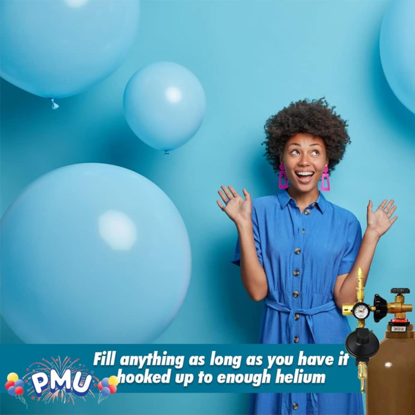 PMU Helium Balloon Filler Air Flow Inflator Regulator Automatic Shut-Off For Latex & Mylar Balloons, Gas Saver – Mixes 40% Air with 60% Helium to Minimize Balloon Gas Usage