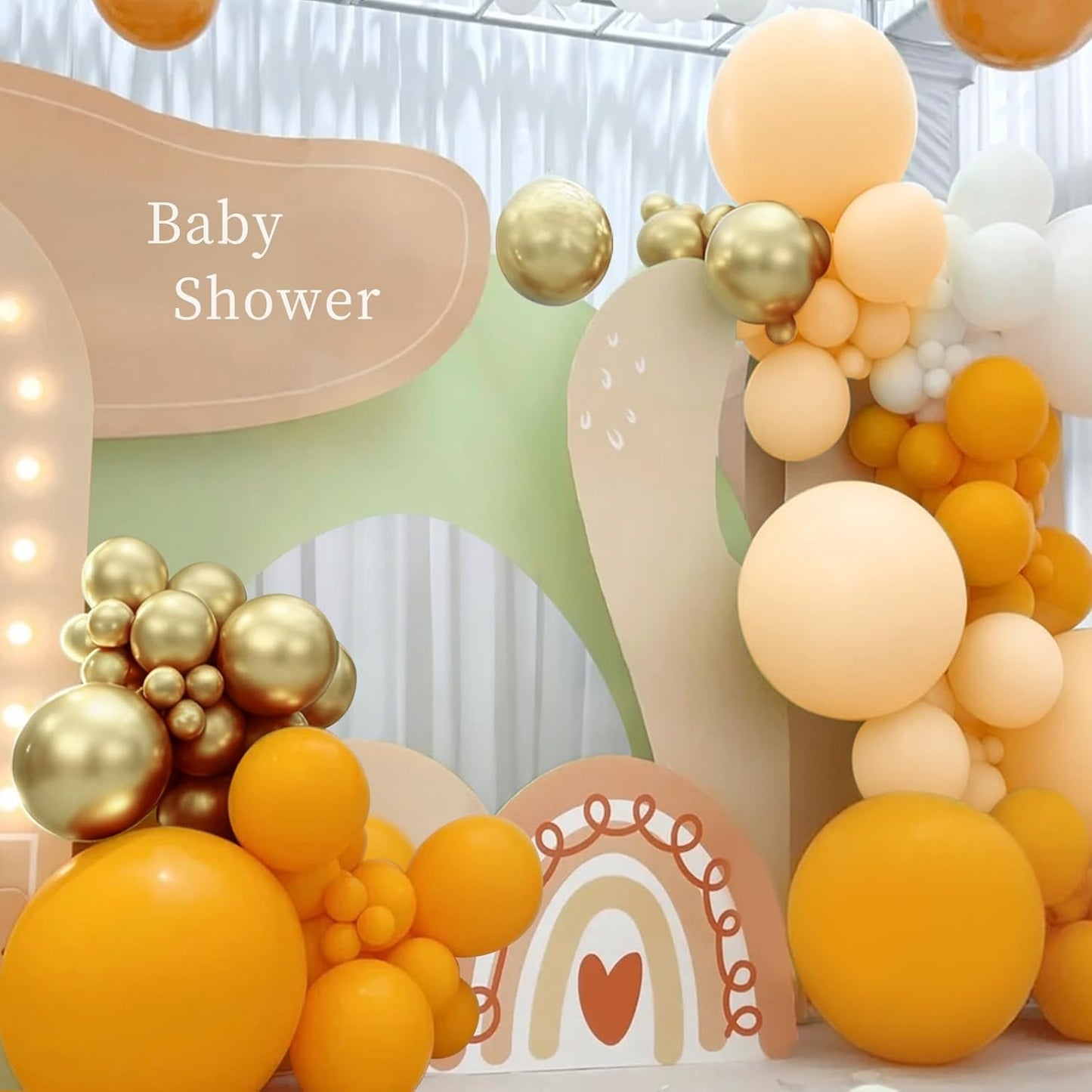 Orange White Nude Gold Balloon Arch Kit, 166Pcs Dusty Orange White Sand Metallic Gold and Nude Balloons for Birthday Party Baby Shower Bridal Shower Wedding Decorations