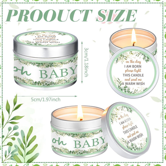 MTLEE 24 Pcs Leaf Baby Shower Party Favors Candles Lavender Scented Baby Shower Favors for Guests Rustic Tealights Candles Gender Reveal Return Gifts Girl Boy(1.2 Oz, Green)
