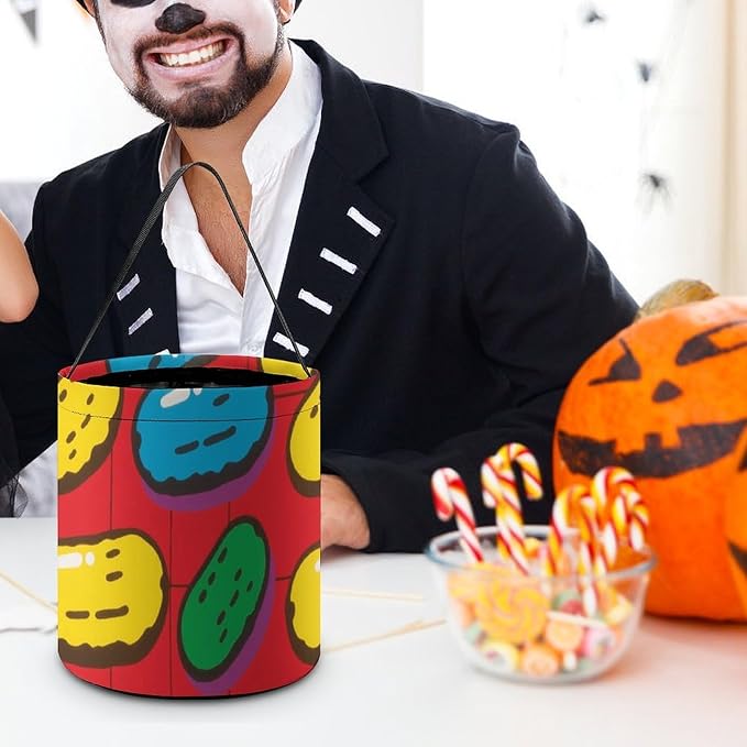 Halloween Candy Bucket - Dill Pickles Print Trick Or Treat Candy Bag, Gift Bag for Party Favor Supplies