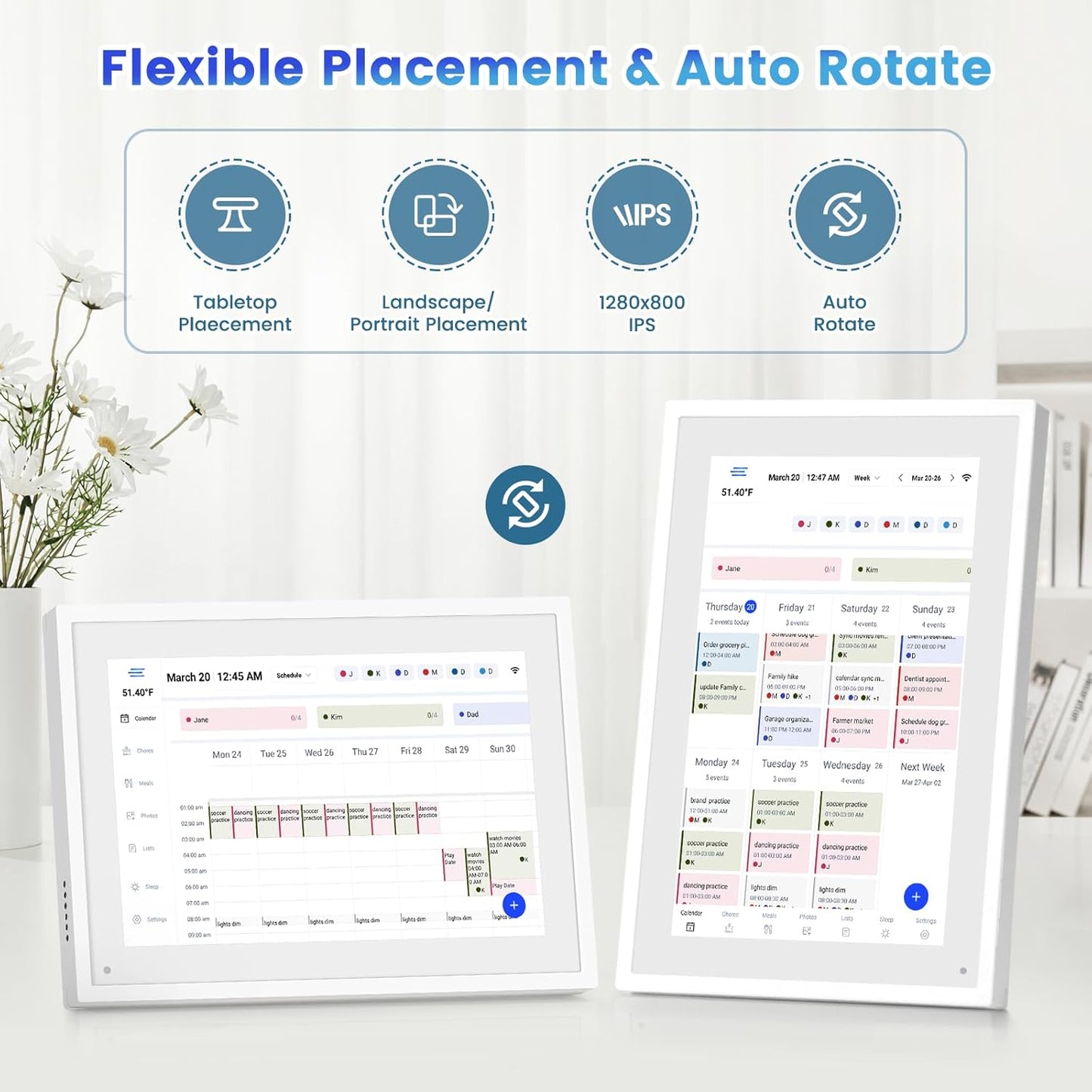10.1 Inch Digital Calendar,IPS HD Touchscreen Interactive Display,Smart Family Planner,Smart Calendar for Seamless Scheduling,Digital Picture Frame for Displaying Photos/Videos