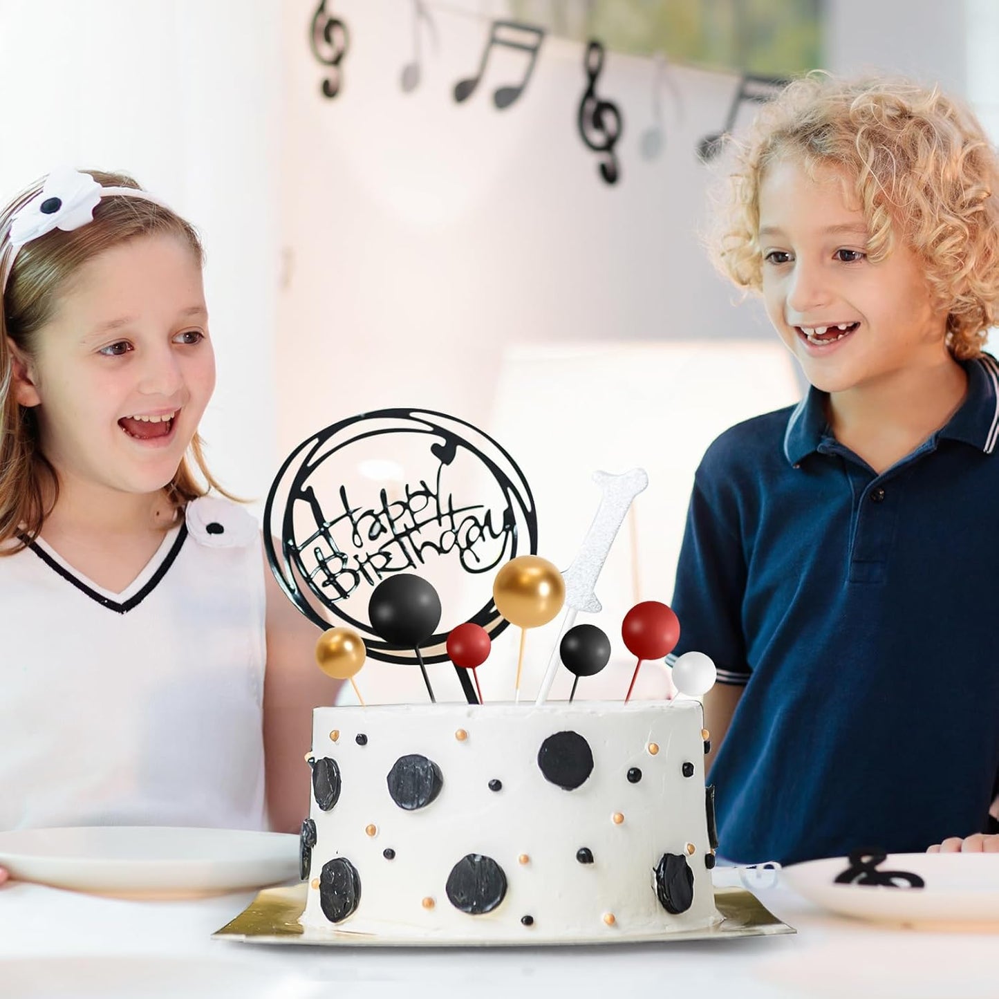 138 Pcs Balls Cake Topper Decorations Balloon Cupcake Toppers Foam Multisize Cake Topper Balls for Birthday Party Wedding Anniversary(Black,Red,White,Gold)