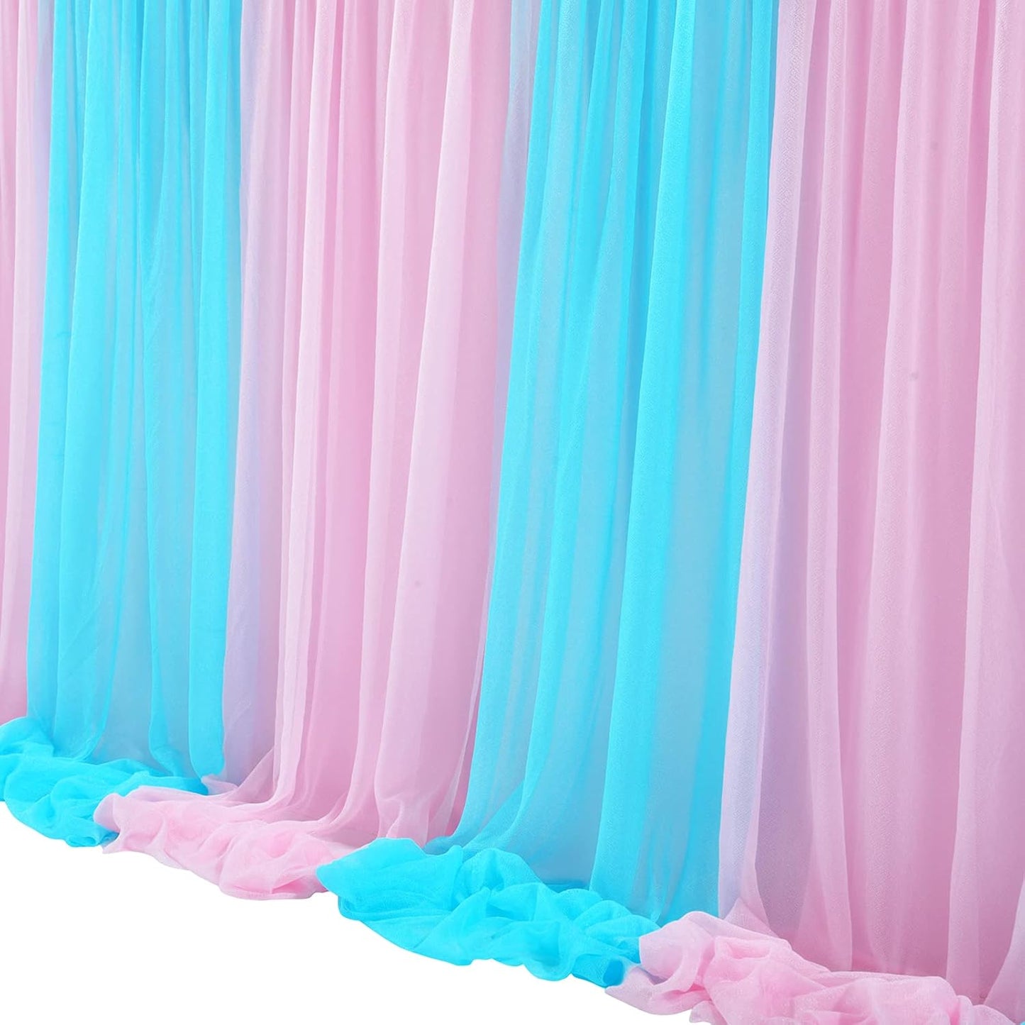 6ft Pink and Blue Table Skirt for Gender Reveal Tulle Tutu Table Cloths Cover for Baby Shower Boy or Girl Birthday Party Dessert Buffet Banquet Table Decorations