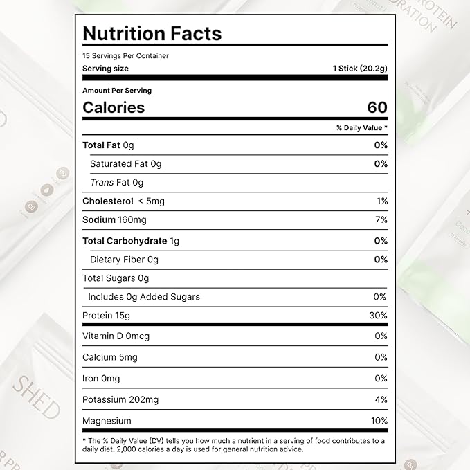 Clear Protein Powder with Electrolytes by Shed, 15g Whey Protein Isolate, Low Calorie and Lactose Free, Light and Clean Hydration Drink, Bloat-Free Post Workout Supplement, Coconut Lime (15 Servings)
