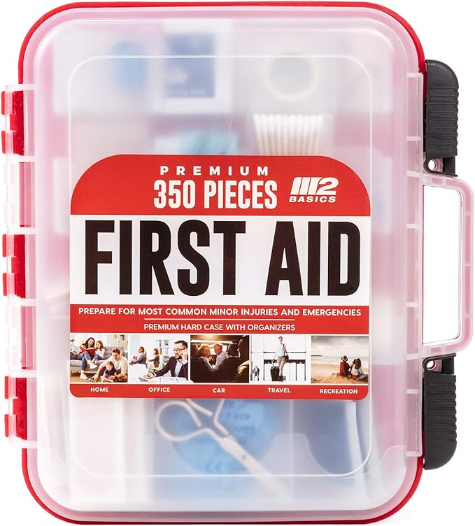 350-Piece Professional First Aid Kit – Wall-Mountable Hard Case for Home, Office, Car & Events
