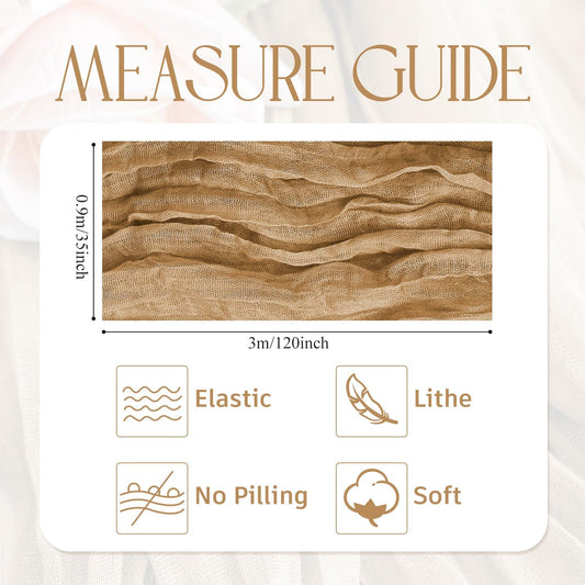 Wokceer Cheesecloth Table Runner 3Pack 10FT Khaki Boho Gauze Cheese Cloth Table Runner for Party Long Rustic Sheer Table Runners for Baby Bridal Shower Wedding Easter Table Decor