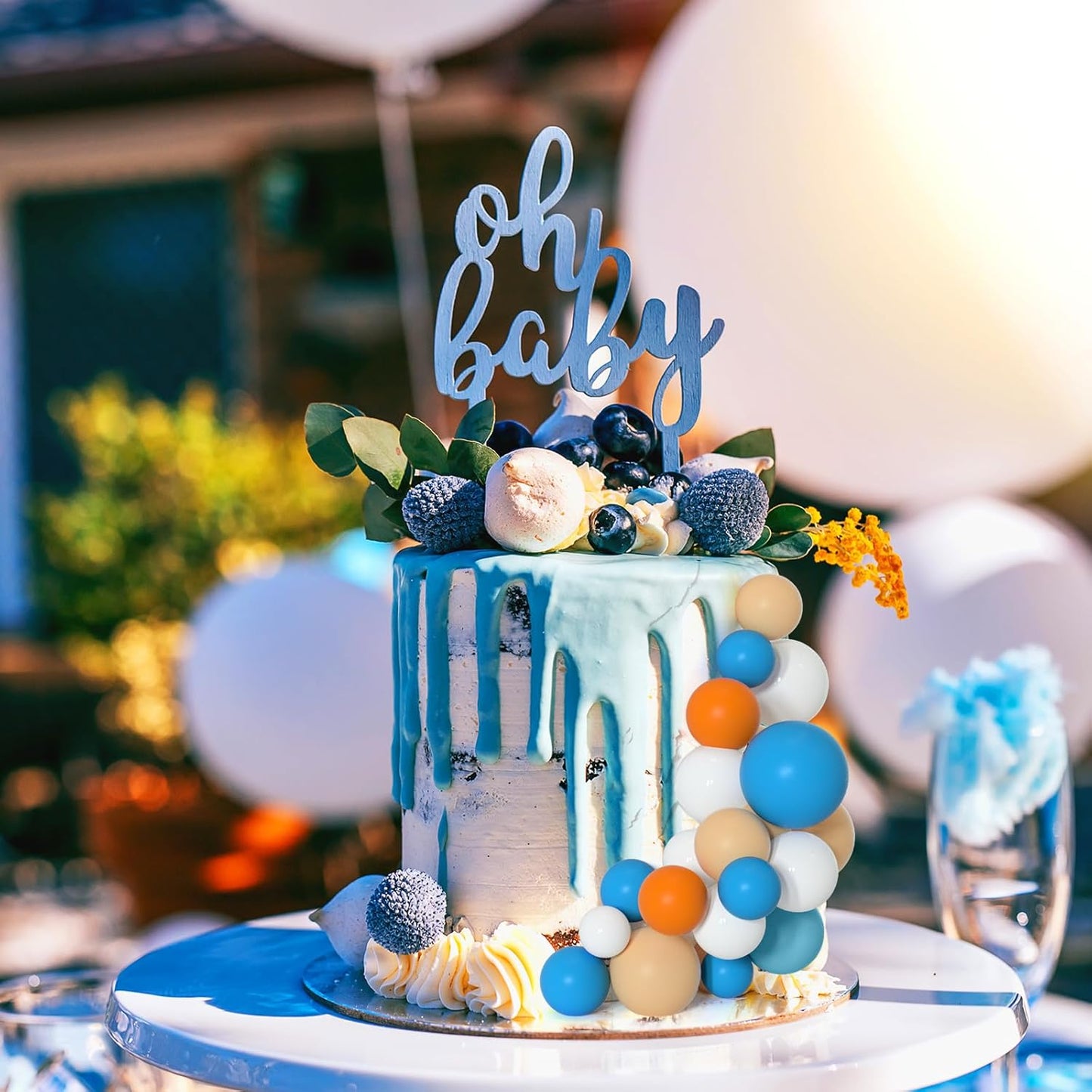 75 Pieces Cake Balls Topper Decorations Foam Cupcake Topper Mini Balloon Cake Topper Balls Cake Picks for Cake Deco Birthday Party Wedding(Orange,Yellow,Blue,White)
