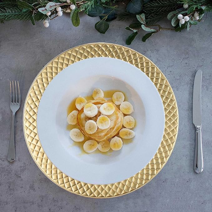 13" Charger Plates Set of 6, Antique Charger Plates Bulk Wedding, Round Dinner Chargers for Party, Birthday (Gold)