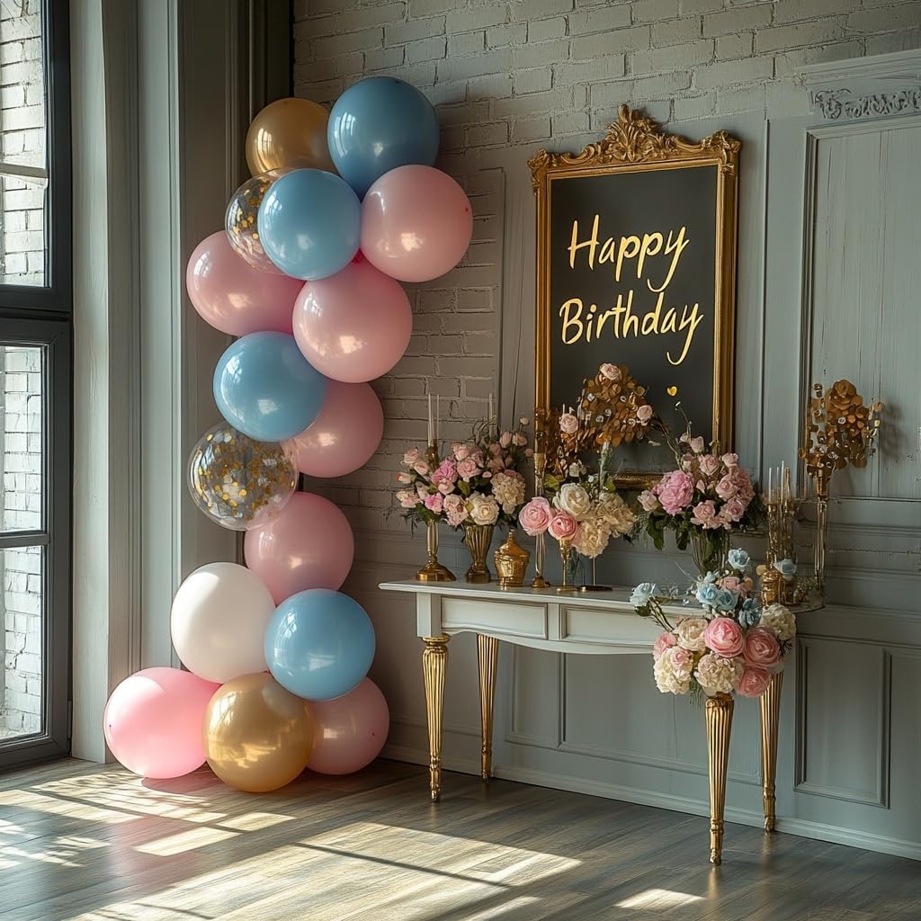 Dusty Blue Balloons, 125 PCS Assorted Sizes 18 inch, 12 inch, 10 inch, 5 inch - Great for Birthday Party, Wedding, Bridal Shower, Holiday Decorations and Balloon Garland Arches