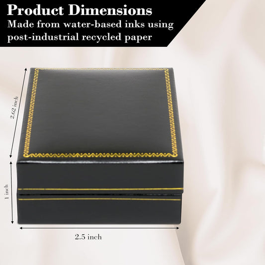 Novel Box Black Jewelry Box for Pendants 2.5x2.62x1 Inches - Pendant Gift Boxes with Gold Trim - Faux Leatherette Pendant Storage Case - Gift Presentation Cases for Pendants/Necklaces