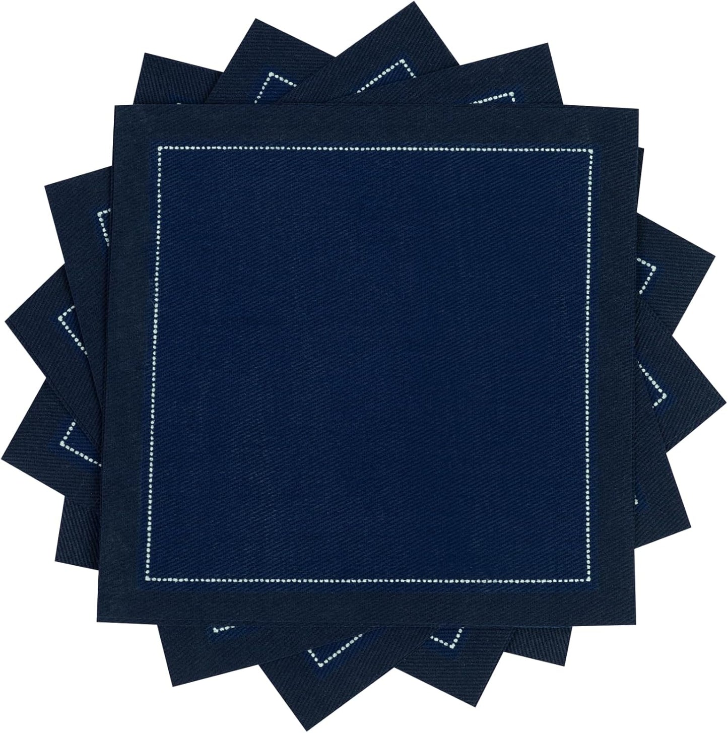 Five Star Napkins Luxury Cotton Cloth Cocktail Napkins - Bar Napkins, Party Napkins, Beverage Napkins, Events, Holiday, Wedding, Birthday, Parties - 4.5" x 4.5" - Disposable (50 x) Midnight Blue