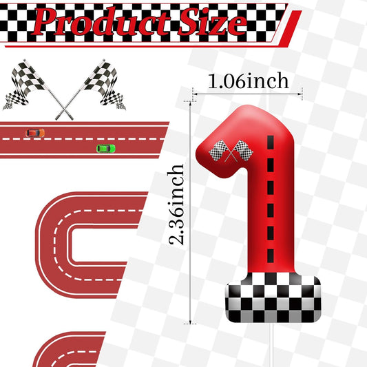 Racing Car Theme Birthday Candle with Checkered Flag Design - Durable Cake Topper for Race Car Party Decorations,Birthday Supplies - Number 1 Candle for Racing Themed Celebrations
