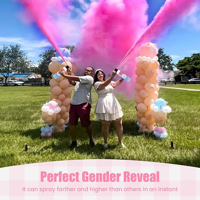 Gender Reveal Fire Extinguisher Large Pink Extinguisher Gender Reveal Smoke for Baby Shower Gender Reveal Ideas 2 Pack Pink Color Smoke Biodegradable Powder for Boy or Girl Party Decorations