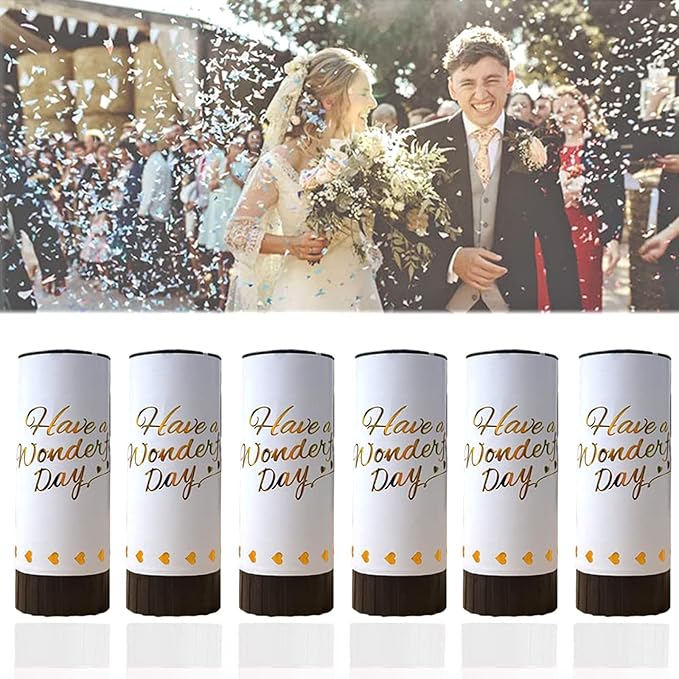White Confetti Cannon, 6 Pack Mini Party Poppers Shooters Party Confetti Cannon Biodegradable Confetti for Wedding Kids Birthday Wedding Party Supplies