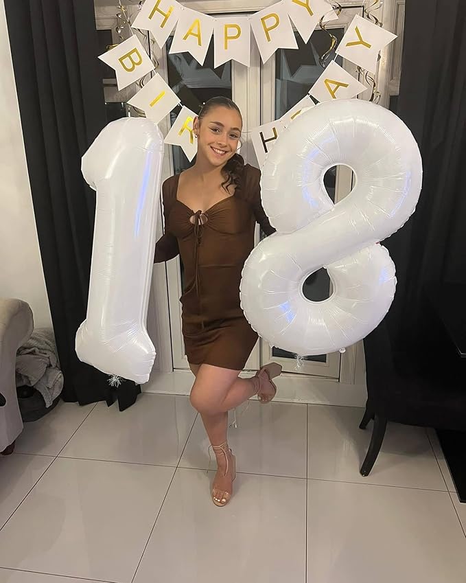 40 Inch White 1 Balloon for First Birthday, Translucent 1st Number Balloons Birthday Decorations for Girl Boy Kids Toddler Baby, One Giant Number 1 Balloon