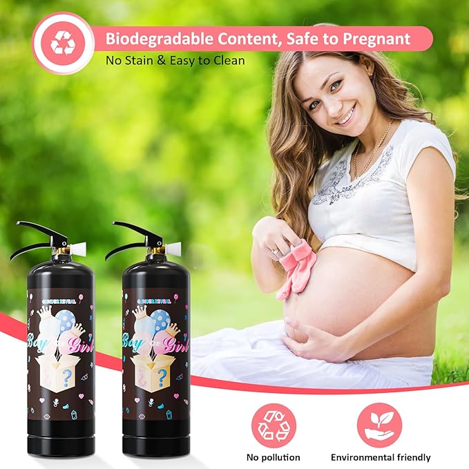 Giant Gender Reveal Fire Extinguisher-2 Packs | Smork Powder Blaster for Gender Reveal Party Ideas | Pink Fire Extinguisher Gender Reveal Suitable Girl Baby | Blasts 20+ Feet