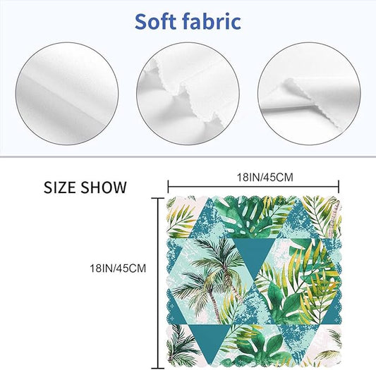 Yibeas Geometric Shapes Palm Trees Cloth Napkins Set of 4 Soft Watercolor Tropical Leaves Hexagon and Triangle Washable and Reusable Dinner Napkins for Weddings Parties 18 x 18 inch