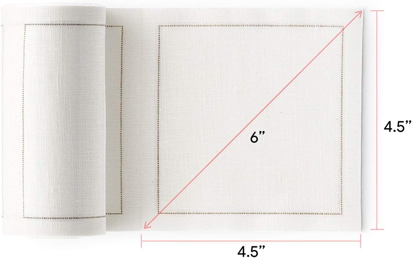 Linen Cocktail Napkin - 4.3 x 4.3 in - 50 units per roll - Cream