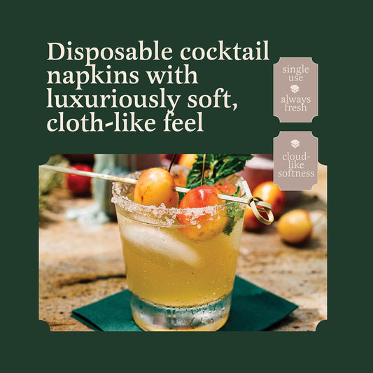 Linen-Feel Cocktail Napkins - Decortive Cloth-Like Mellow Rose Dessert And Beverage Napkins - Soft And Absorbent. For Restaurant, Bar, Cafe, Or Event. (Pack of 100)