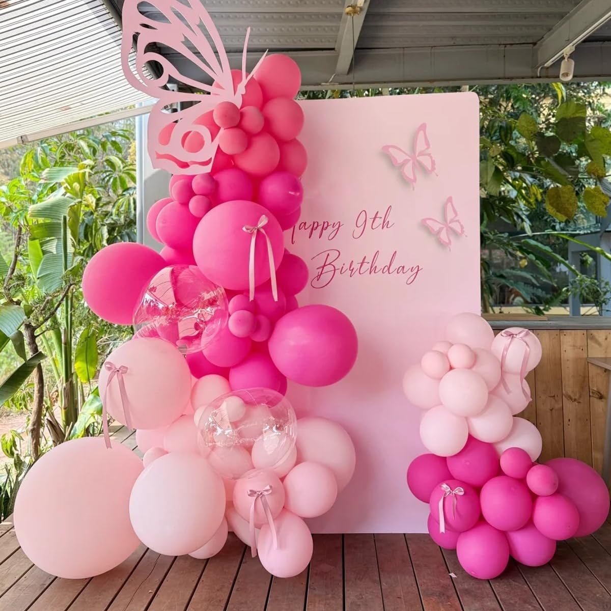 Pink Balloon Garland Arch Kit, 155 Pcs Different Shades of Pink Balloons for Girls Women Princess Birthday Bridal Baby Shower Wedding Party Decorations
