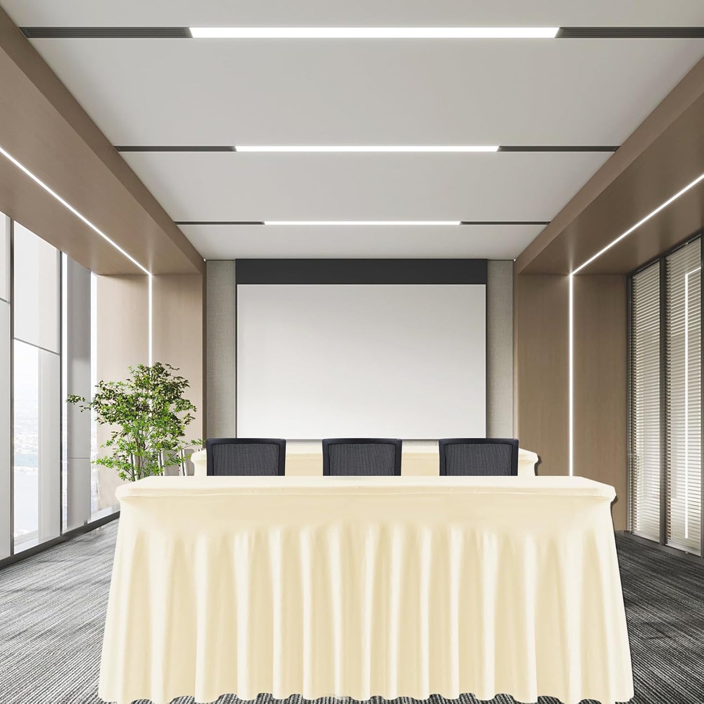 2 Pack Ivory Rectangle Tablecloths, Washable Stretch Fitted Spandex Table Covers for 6FT Tables, Wrinkle-Free & Reusable Table Cloths,Ideal for Parties, Banquets, Wedding, Buffet,Events