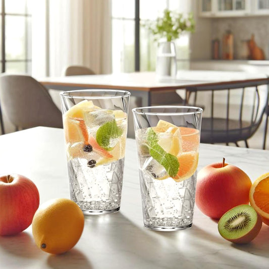 Amazing Abby - Glacier - 18-Ounce Plastic Tumblers (Set of 8), Mixed-Color Reusable Plastic Cups, Stackable, BPA-Free, Shatter-Proof, Dishwasher-Safe