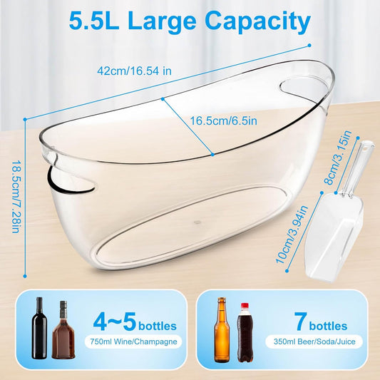 KITHELP 2 PCS Ice Buckets for Parties, 5.5L Ice Bucket with Scoops and Metal Wine Bottle Opener, Mimosa Bar Supplies Beverage Tub for Champagne, Beer, Cocktail