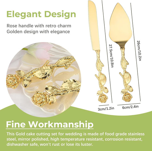 Custom Cake Cutting Set for Wedding Cake Knife and Server Set Personalized Gold Cake Cutter Gift for Anniversary Birthday Christmas