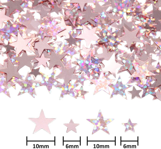 Hestya 60g Star Confetti Glitter Table Confetti Metallic Foil Stars for Christmas Party Wedding Festival Decorations(Glitter Rose Gold Set,10mm and 6mm)