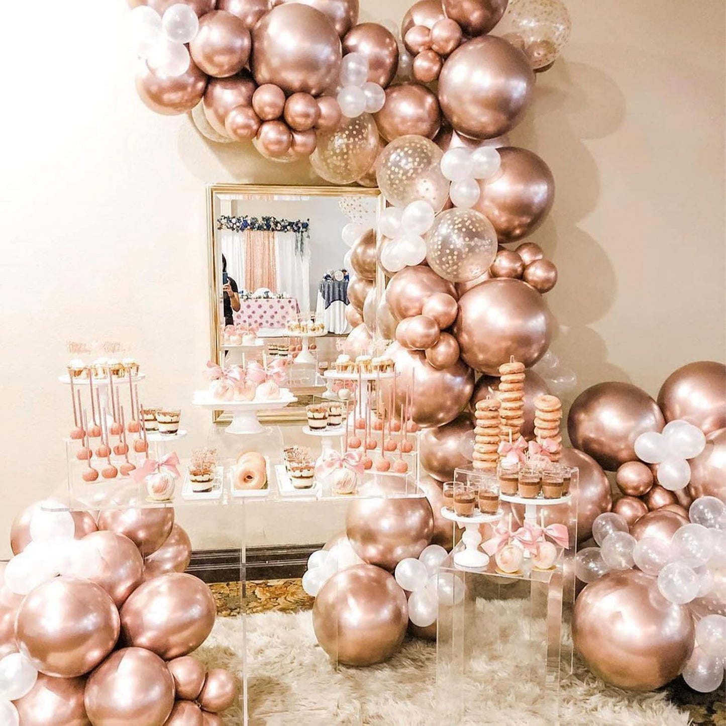 PartyWoo Metallic Rose Gold Balloons, 4 pcs 36 Inch Large Rose Gold Metallic Balloons, Big Rose Gold Balloons for Balloon Garland Balloon Arch as Party Decorations, Wedding Decorations, Rose Gold-G107