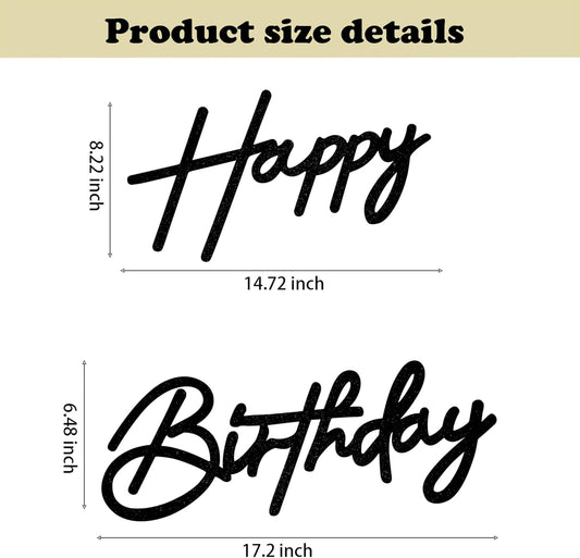 Happy Birthday Sign for Arch Backdrop - Felt Happy Birthday Letters Banner & Sign for Girls, Boys & Adults' Birthday Party Balloon Arch Decorations (Glitter Black)