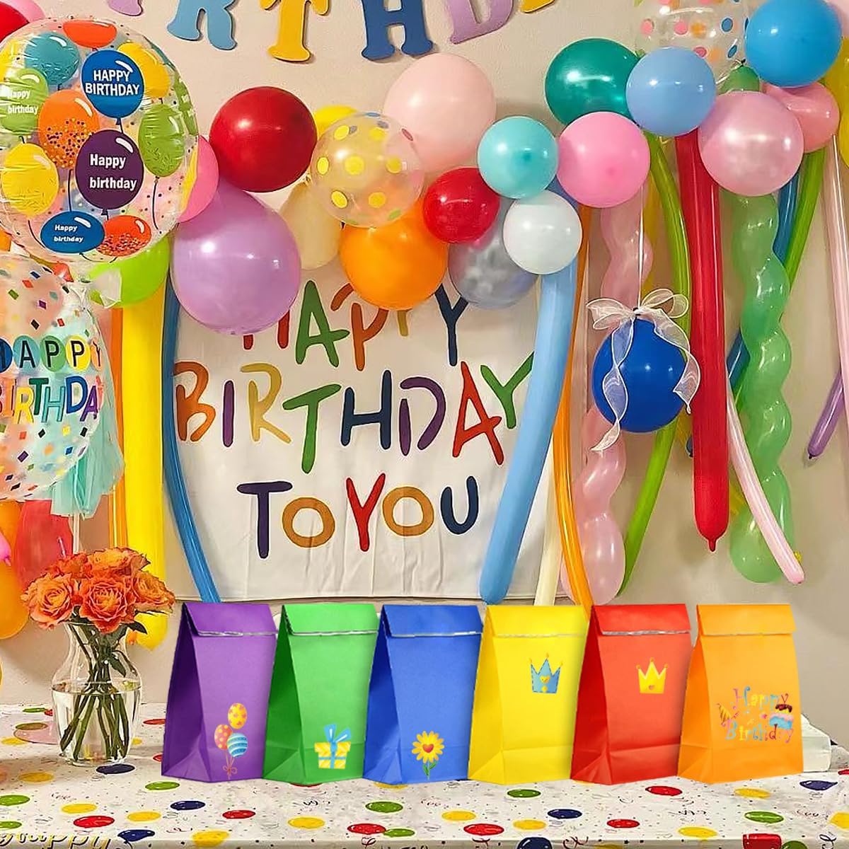 KEYYOOMY Colored Paper Bags Assorted Colored Paper Lunch Bags Party Favor Bag Goodie Bag for Wedding Birthday Party (72 CT, 3 Sizes)