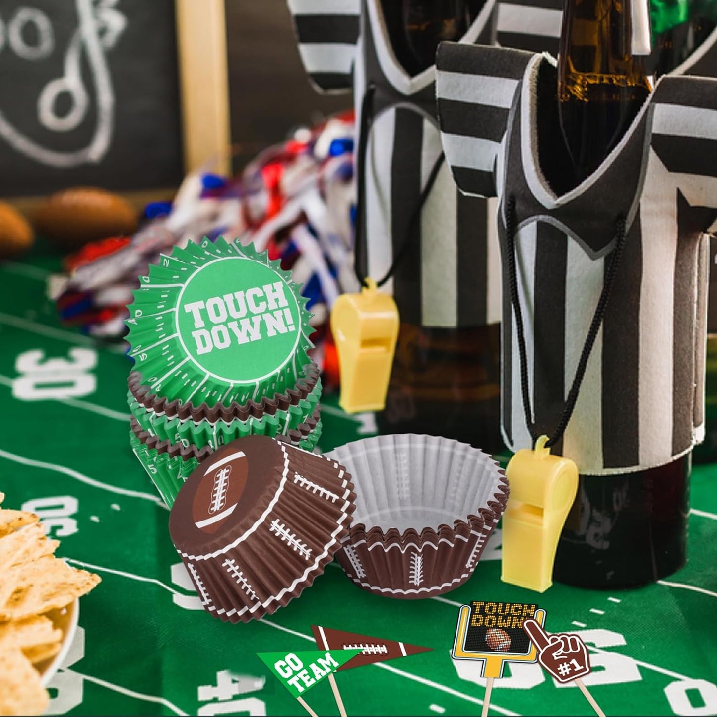 Football Party Supplies: 300-Count Football Cupcake Liners & Wrappers - Game Day, Birthday, and Tailgate Parties - Premium Football Cake Decorations - Football Party Favors