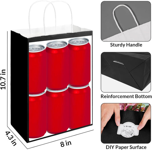 SUNEE Gift Bags with Handles 8x4.3x10.7, 100 Pcs Paper Bags Medium Size Bulk for Gift Wrapping, Retail, Party Favors and Small Business - Black