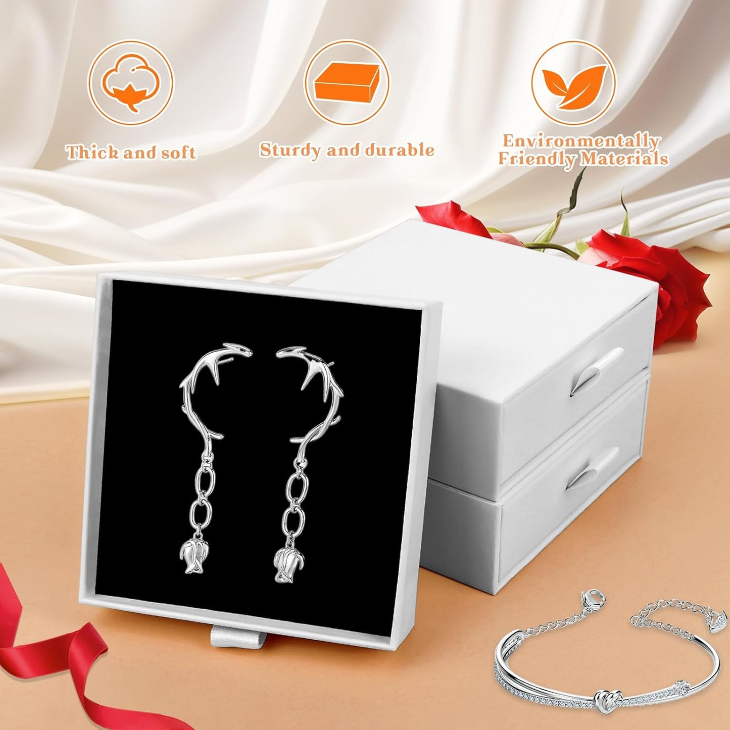 Jewelry Box, 5Pcs Jewelry Boxes for Women 3.5×3.5x1 Inch Jewelry Gift Box, Cardboard Jewelry Gift Necklace Ring Earring Jewelry Box (White)